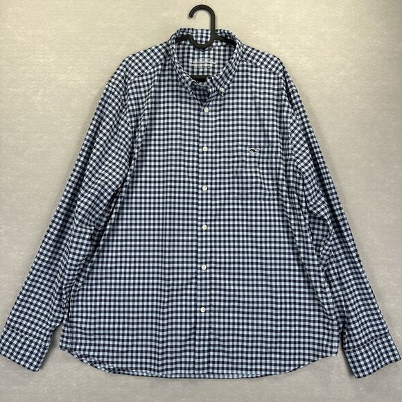 Vineyard Vines Shirt Mens XL Blue Gingham Plaid On The Go OTG Performance - Picture 1 of 10